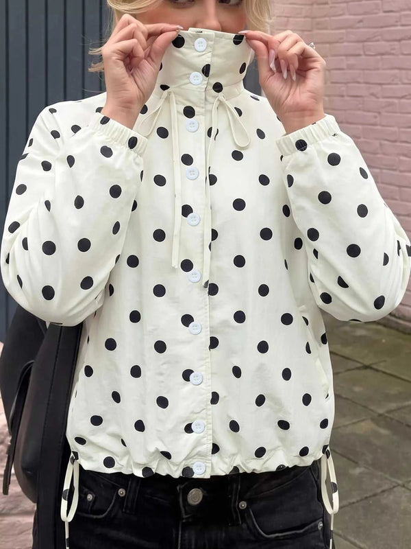 Polka Dot Stand-Collar Casual Jacket 101001241909818 60 Affordable Fashion Under $100 Jerry's Apparel 