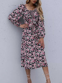 Floral Print Long Sleeve Midi Dress 100100182226731 33 Affordable Fashion Under $100 Jerry's Apparel 