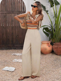 Tie Shoulder Wide Leg Jumpsuit 100100660433496 42 Affordable Fashion Under $100 Jerry's Apparel 