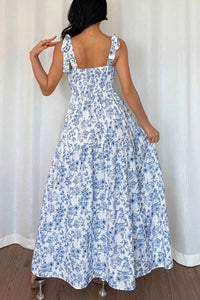 Floral Print Knot Straps High Waist Flared Maxi Dress 100100280670304 61 Affordable Fashion Under $100 Jerry's Apparel 