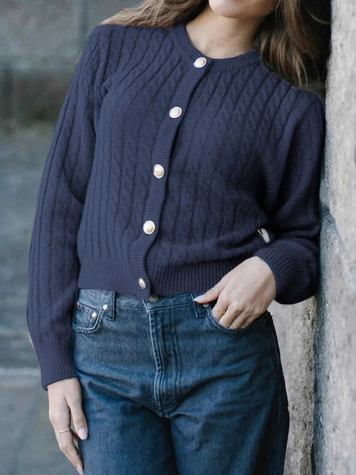 Cable Knit Button-Up Cardigan 100100747145212 57 Affordable Fashion Under $100 Jerry's Apparel 
