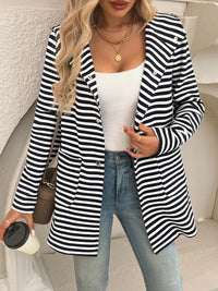 Devine Striped Long Sleeve Hooded Outerwear