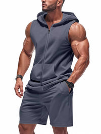 Men's Full Size Zip Up Sleeveless Hoodie & Shorts Set Plus Size 100400468664243 39 Affordable Fashion Under $100 Jerry's Apparel 