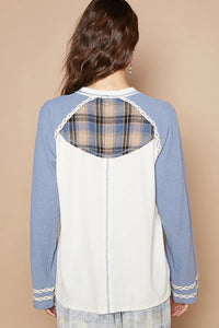 POL Plaid Number 06 Raglan Sleeve T-Shirt