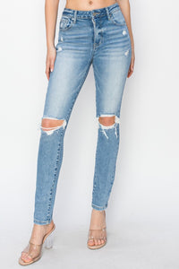 Full Size High Rise Knee Distressed Skinny Jeans