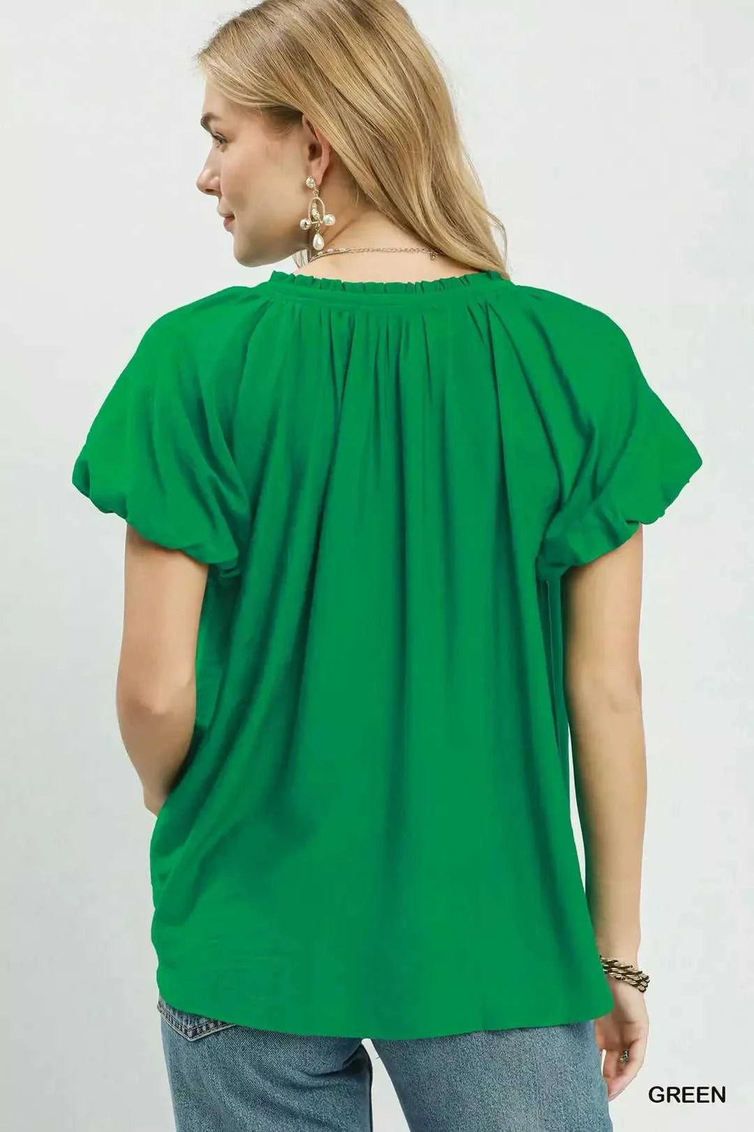 Umgee Gathered V-Neck Top 100100167581635 49 Affordable Fashion Under $100 Jerry's Apparel 