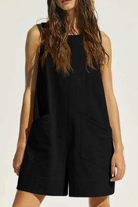 Lovelet Round Neck Sleeveless Romper with Pockets 100100661551405 26 Women's Romper Affordable Fashion Under $100 Jerry's Apparel 