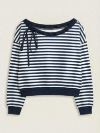 Striped Off-Shoulder Ribbon Accent Sweatshirt 100100561585200 31 Affordable Fashion Under $100 Jerry's Apparel 