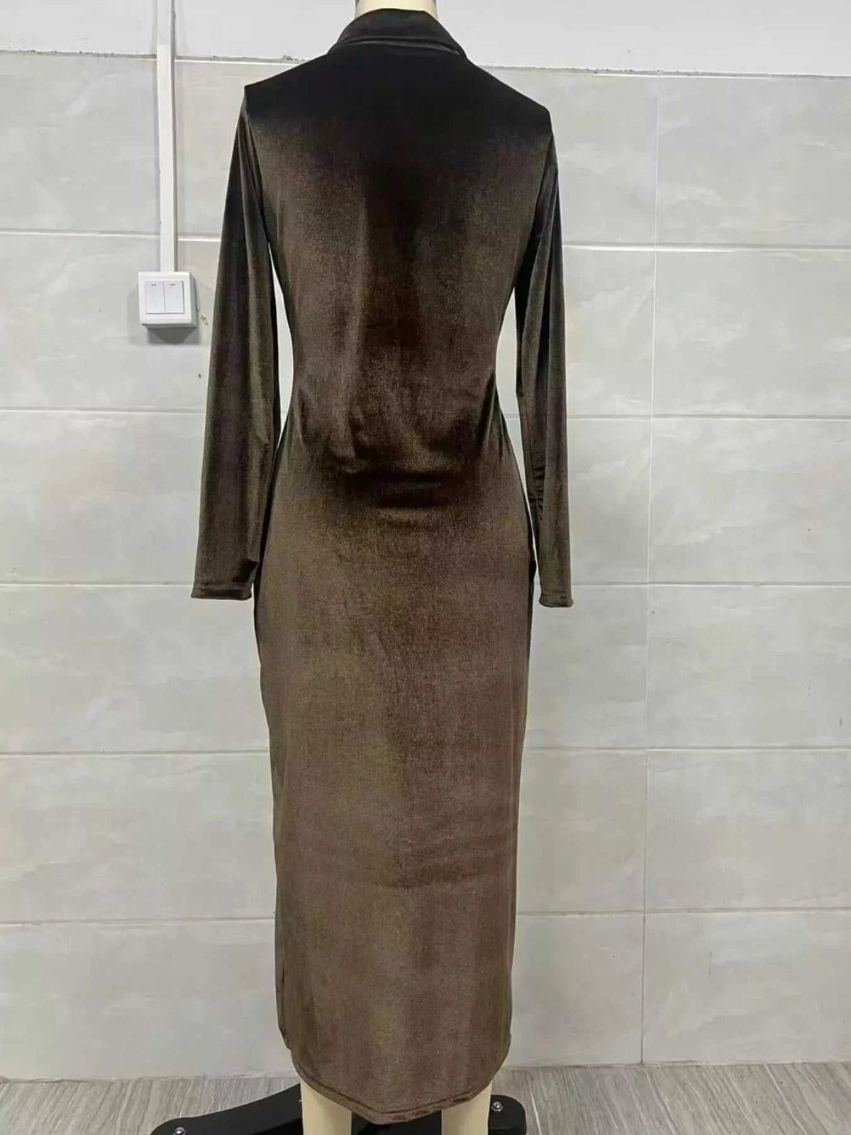 Velvet Zip-Front Slit Midi Dress 100100368325428 56 Affordable Fashion Under $100 Jerry's Apparel 