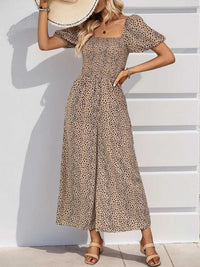 Printed Square Neck Puff Sleeve Jumpsuit 100100346581755 31 Affordable Fashion Under $100 Jerry's Apparel 