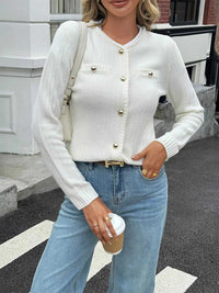 Button-Front Ribbed Long Sleeve Cardigan 100100873409689 56 Affordable Fashion Under $100 Jerry's Apparel 
