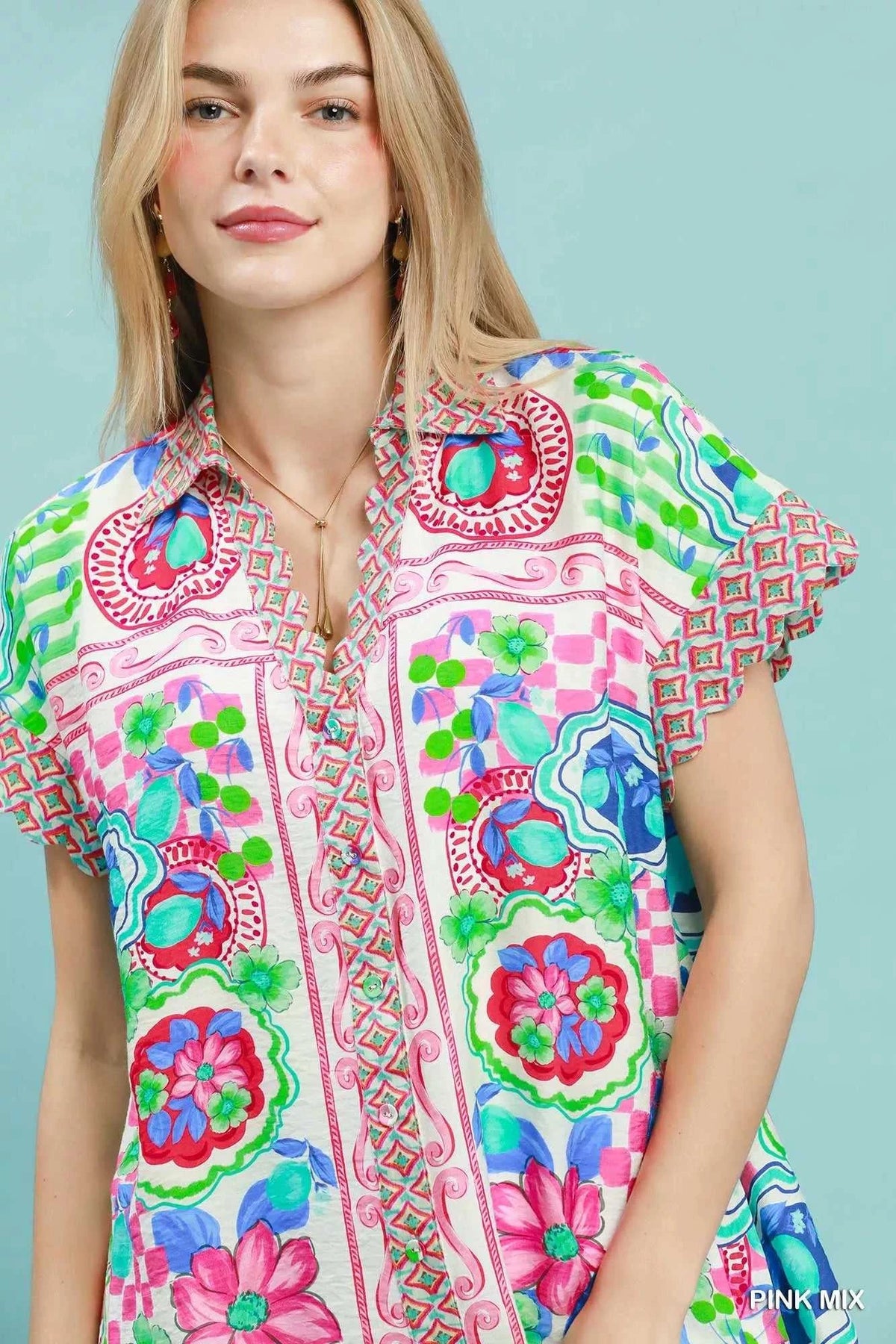 Umgee Mediterranean Print Dress with Contrast Printed Trim 100100885981610 62 Affordable Fashion Under $100 Jerry's Apparel 