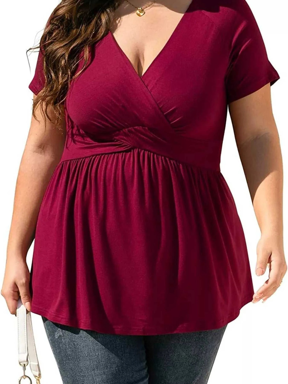 Plus Size Surplice Short Sleeve T-Shirt 100100382914132 26 Affordable Fashion Under $100 Jerry's Apparel 