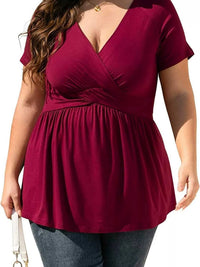 Plus Size Surplice Short Sleeve T-Shirt 100100382914132 26 Affordable Fashion Under $100 Jerry's Apparel 