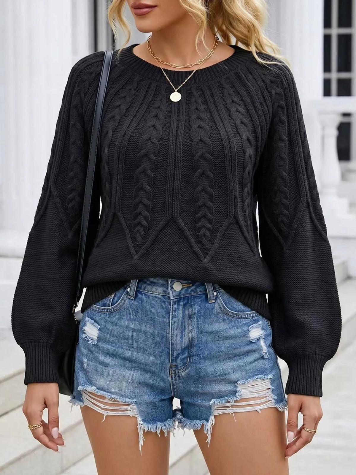 Cable-Knit Round Neck Sweater 101002284962513 34 Affordable Fashion Under $100 Jerry's Apparel 
