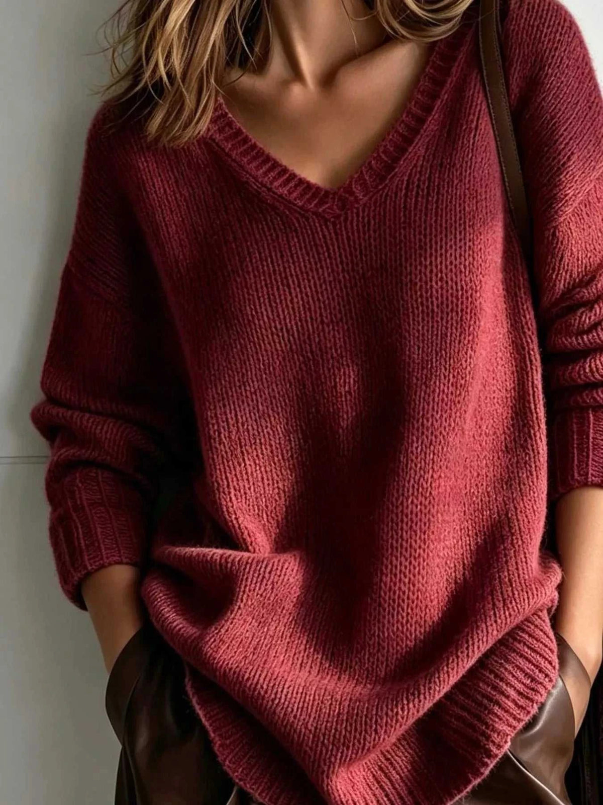 V-Neck Dropped Shoulder Sweater 101002004477831 44 Affordable Fashion Under $100 Jerry's Apparel 