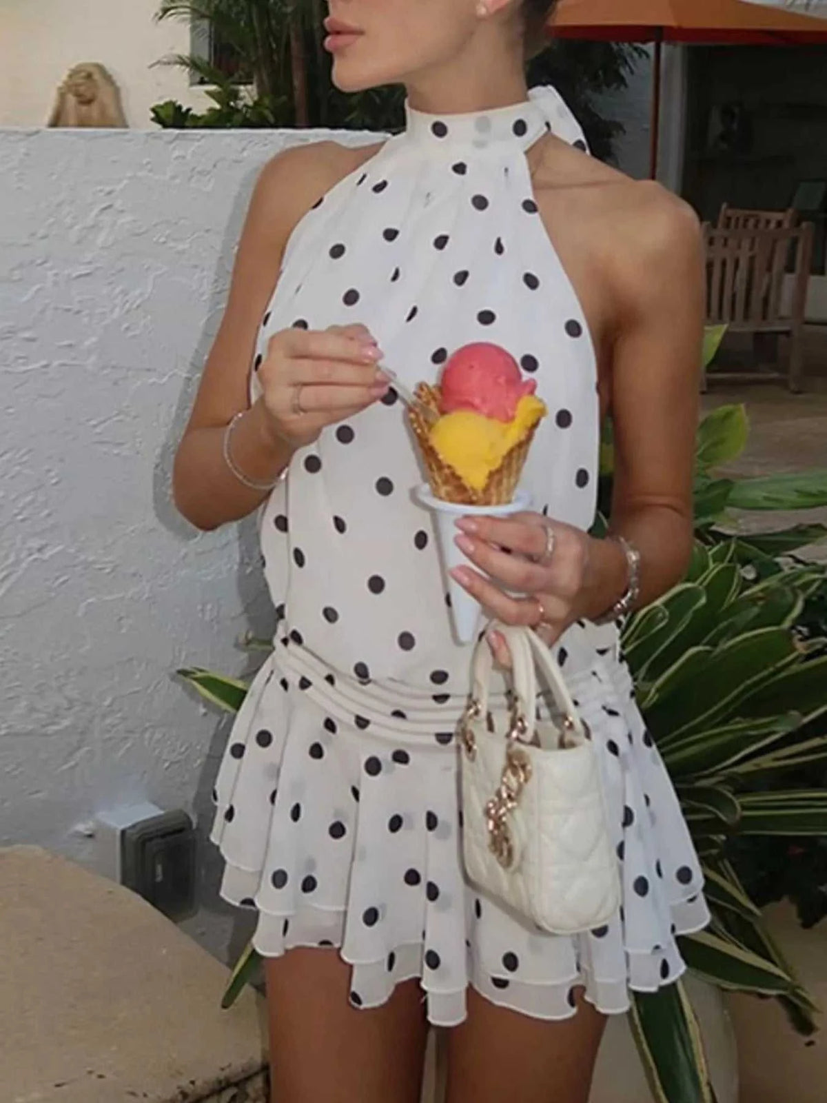 Polka Dot Halter Neck Ruffle Dress 100100761627730 51 Affordable Fashion Under $100 Jerry's Apparel 
