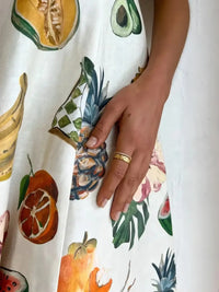 Printed Round Neck Puff Sleeve Dress
