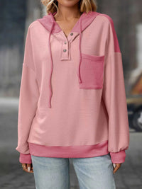 Casual Color Block Button Detail Hoodie 100100649841441 43 Affordable Fashion Under $100 Jerry's Apparel 