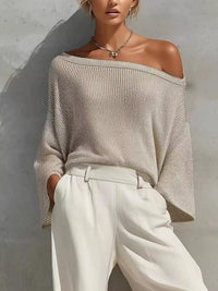 One-Shoulder Knit Top and High-Waisted Pants Set 101001302987869 58 Women's Pants Set Gifts for Her Jerry's Apparel 