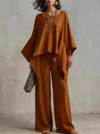 Full Size V-Neck Batwing Sleeve Top and Wide-Leg Pants Two-Piece Set Plus Size 101001622126795 46 Affordable Fashion Under $100 Jerry's Apparel 