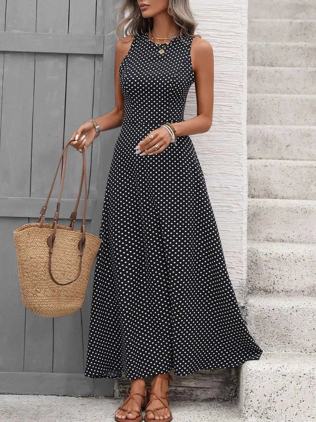 Sleeveless Polka Dot Maxi Dress 100100510800642 32 Gifts for Her Jerry's Apparel 