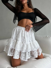 Lace Tiered Mini Skirt