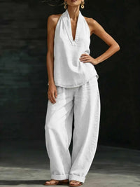 Full Size Halter Neck Top and Wide Leg Pants Plus Size 100100902768538 63 Affordable Fashion Under $100 Jerry's Apparel 