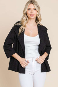 Double Breasted Eyelet Jacket with Pockets