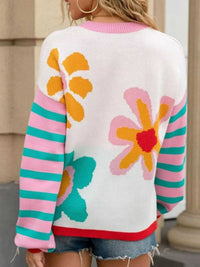 Floral Striped Crew Neck Sweater 100100282505269 51 Affordable Fashion Under $100 Jerry's Apparel 