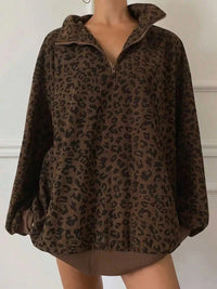 Leopard Print Quarter-Zip Sweatshirt 101001865802464 52 Affordable Fashion Under $100 Jerry's Apparel 