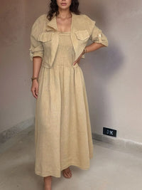 Full Size Smocked Cami Dress and Jacket Set Plus Size