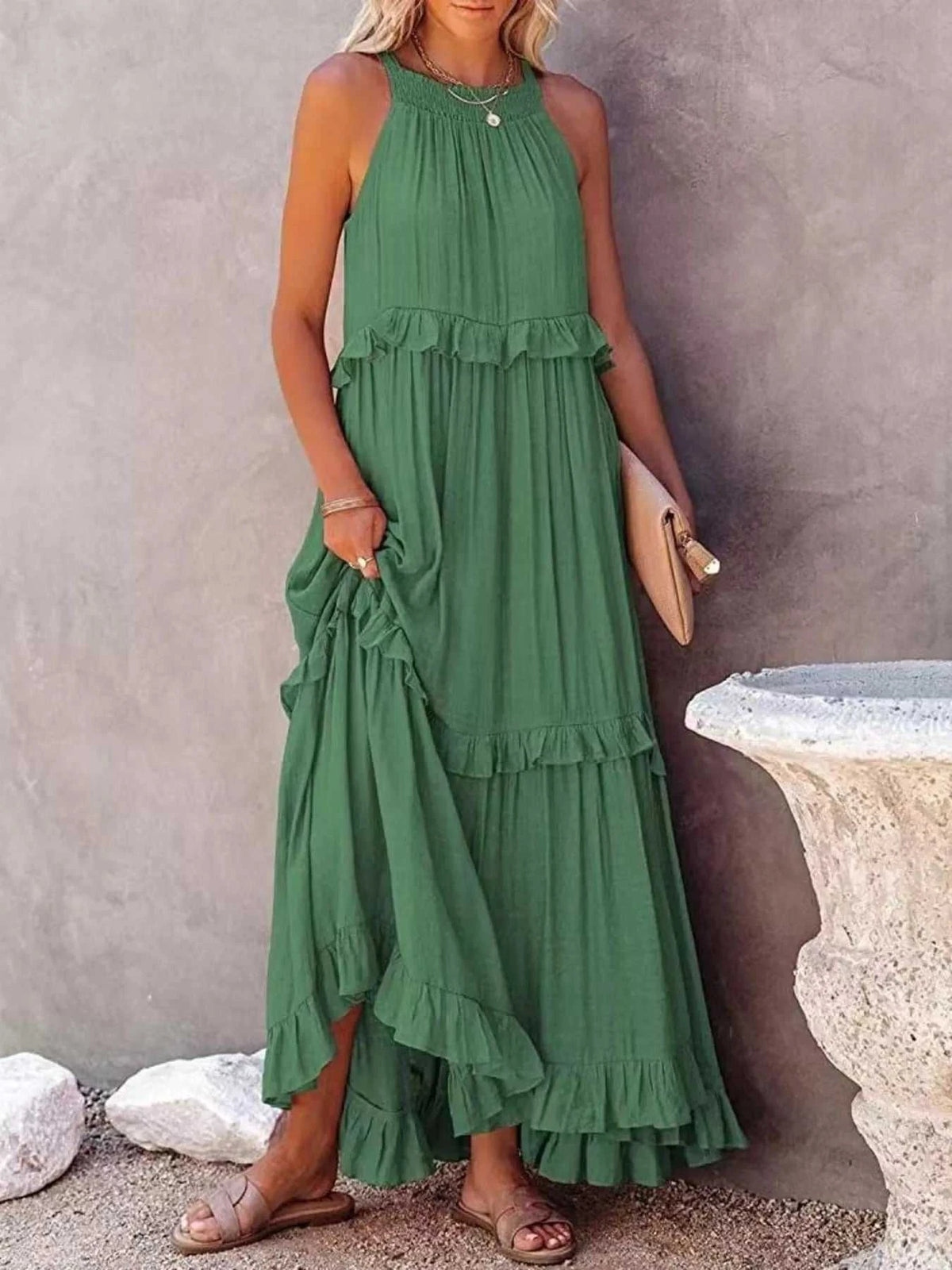 Ruffled Tiered Sleeveless Maxi Dress 100100900580027 49 Affordable Fashion Under $100 Jerry's Apparel 