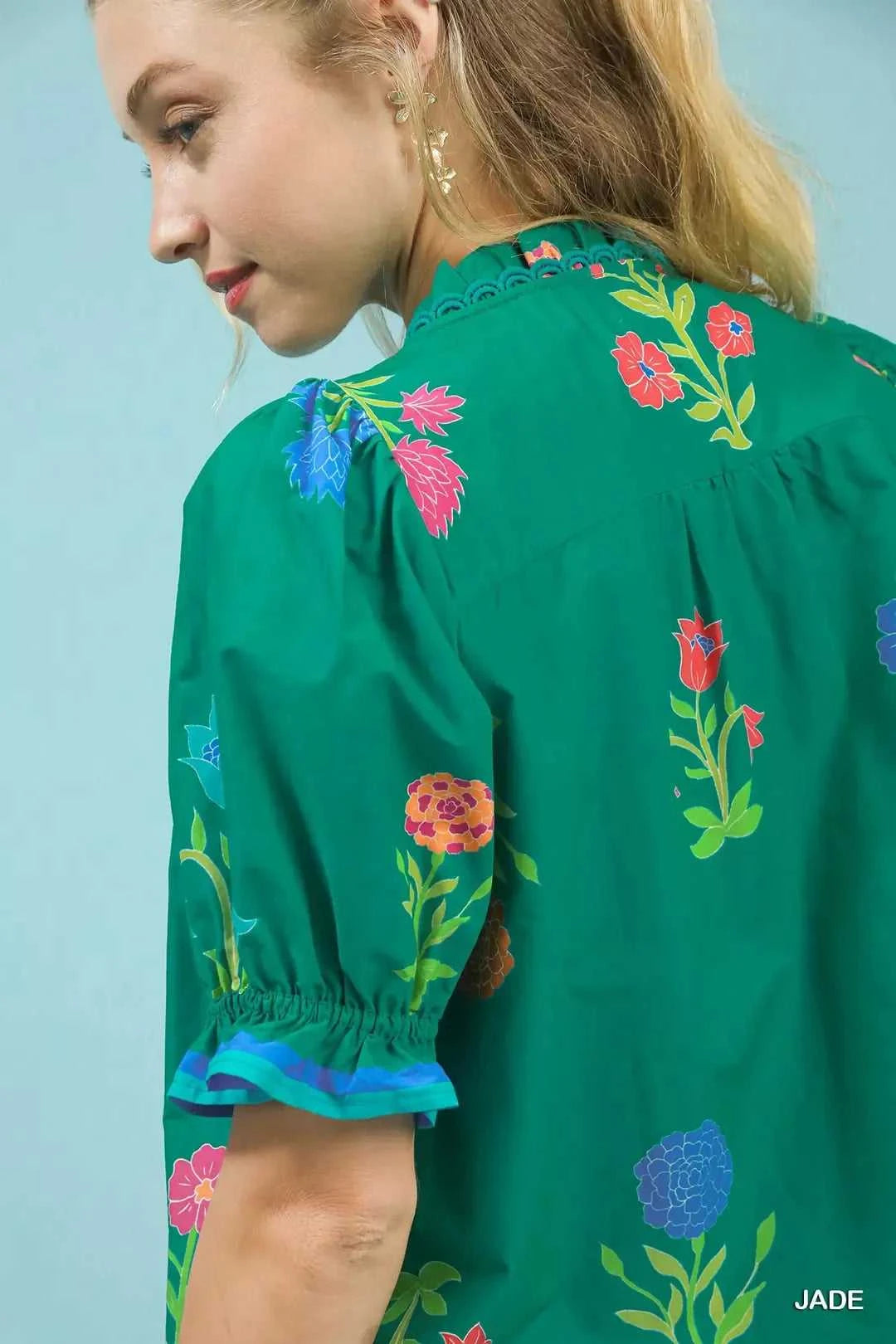 Umgee Petal Parade Print Button-Down Blouse 100100165881156 49 Affordable Fashion Under $100 Jerry's Apparel 