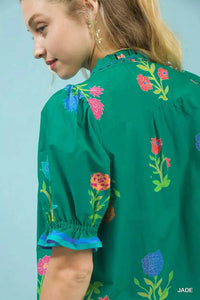 Umgee Petal Parade Print Button-Down Blouse 100100165881156 49 Affordable Fashion Under $100 Jerry's Apparel 