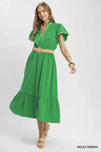 Umgee Contrast Trim Midi Dress with Tiered Ruffle Hem 100100945051791 64 Affordable Fashion Under $100 Jerry's Apparel 