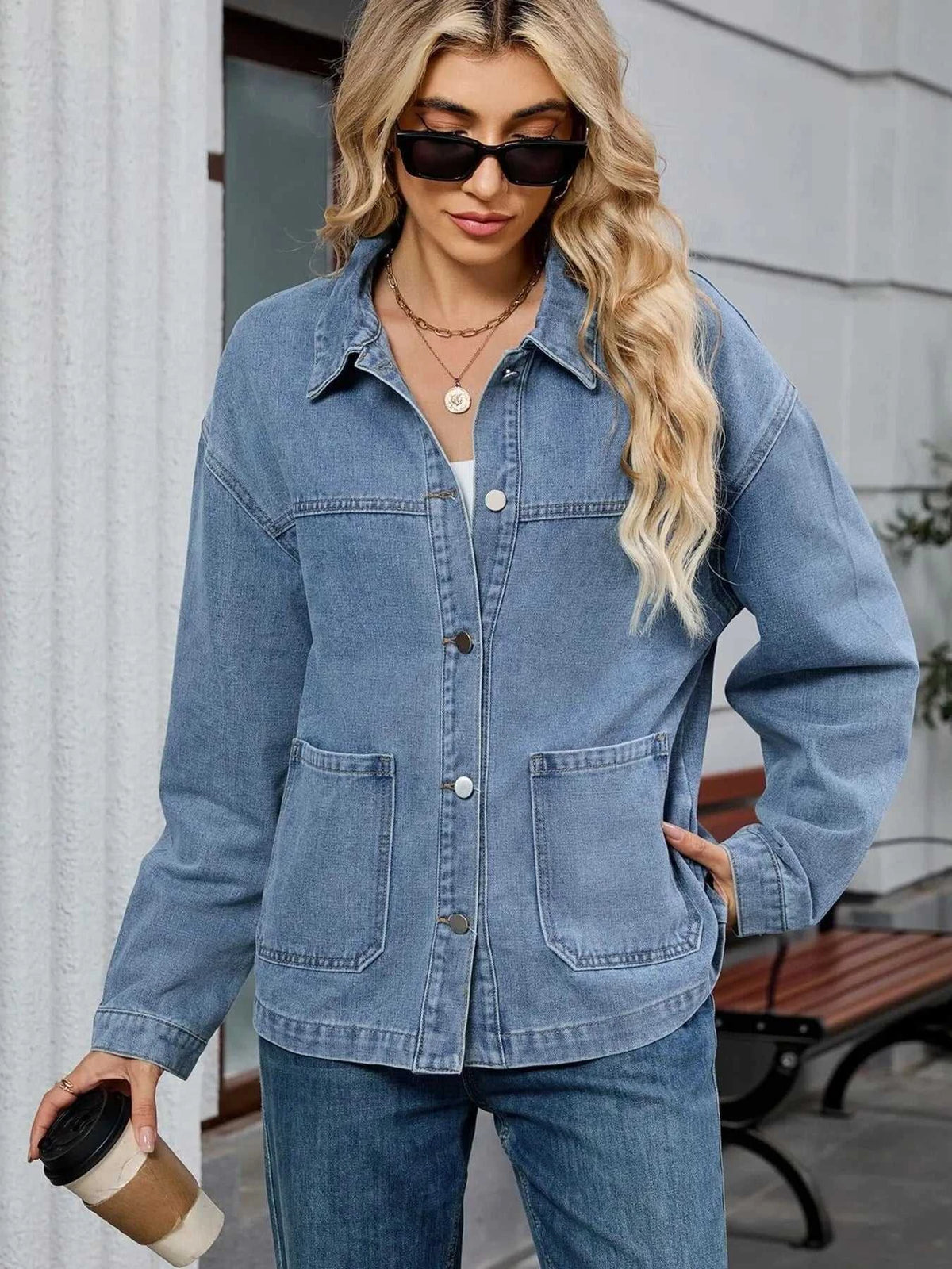 Washed Oversized Button Down Denim Jacket 100100406809347 62 Affordable Fashion Under $100 Jerry's Apparel 