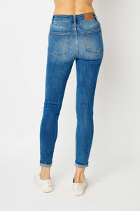 Full Size Cuffed Hem Skinny Jeans