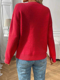 Bow Graphic Ribbed Hem Round Neck Sweater 100100077708604 48 Affordable Fashion Under $100 Jerry's Apparel 
