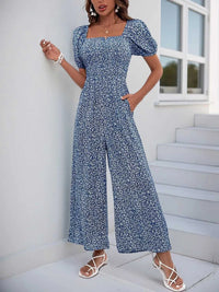 Printed Square Neck Puff Sleeve Jumpsuit 100100619721006 31 Affordable Fashion Under $100 Jerry's Apparel 