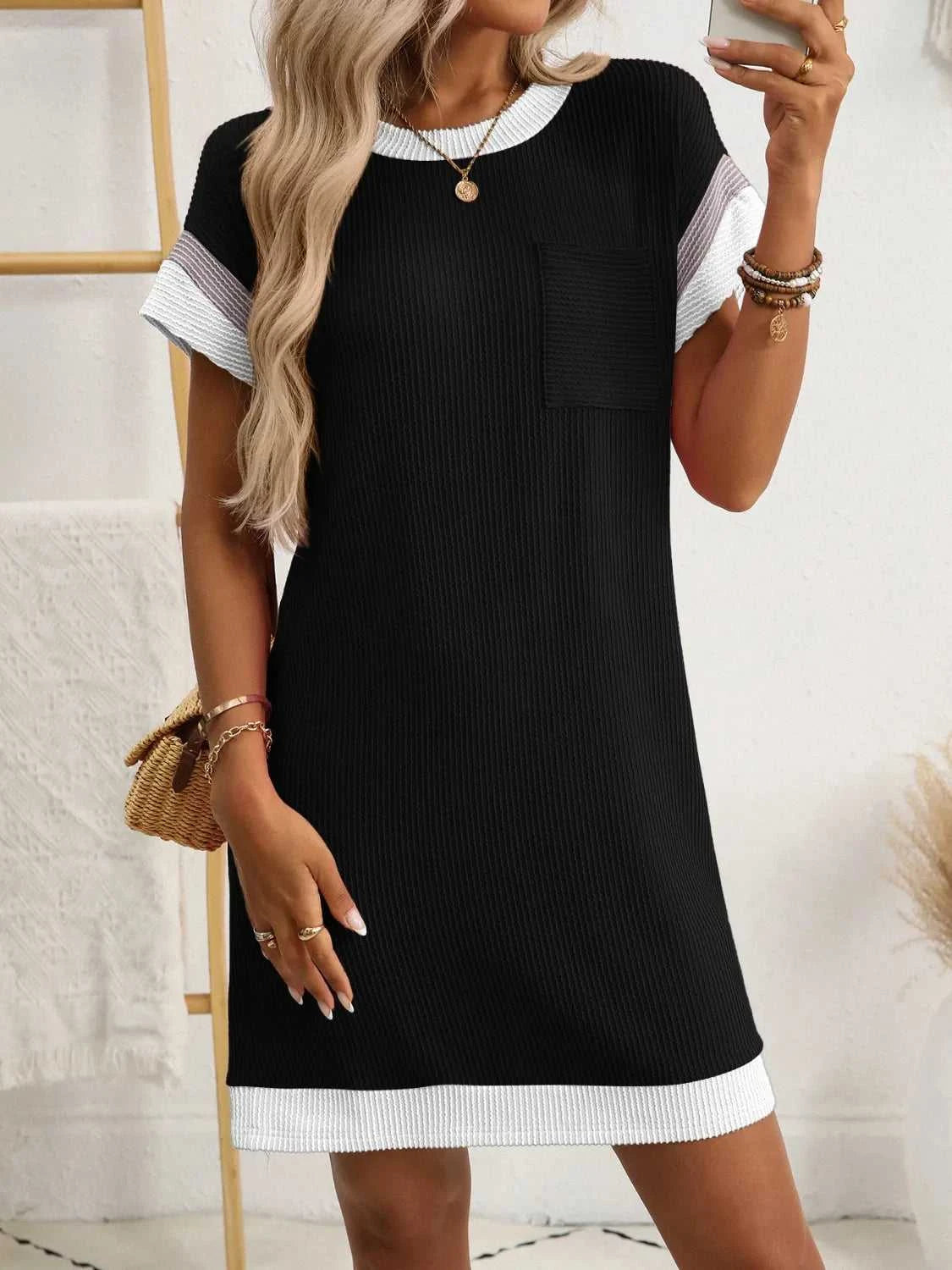 Round Neck Short Sleeve Mini Dress 100100619871757 33 Affordable Fashion Under $100 Jerry's Apparel 