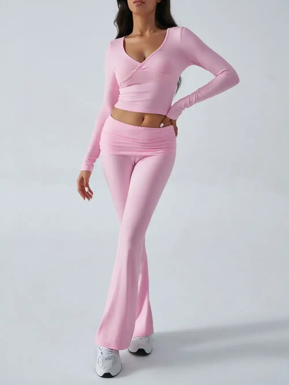 Devine Ruched Long Sleeve Top and Pants Set 100100100351065 35 Affordable Fashion Under $100 Jerry's Apparel 