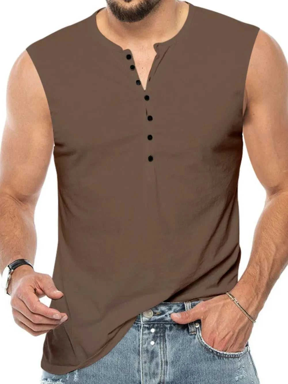 Men's Full Size Button Detail Tank Plus Size 100400805703277 50 Affordable Fashion Under $100 Jerry's Apparel 