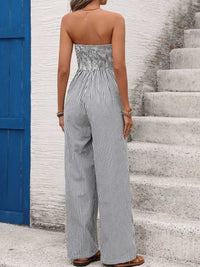 Striped Strapless Wide Leg Jumpsuit 100100424719142 40 Affordable Fashion Under $100 Jerry's Apparel 