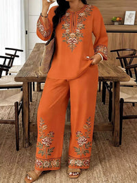 Full Size Embroidered Long Sleeve Top and Pants Set Plus Size 100100791537972 45 Affordable Fashion Under $100 Jerry's Apparel 