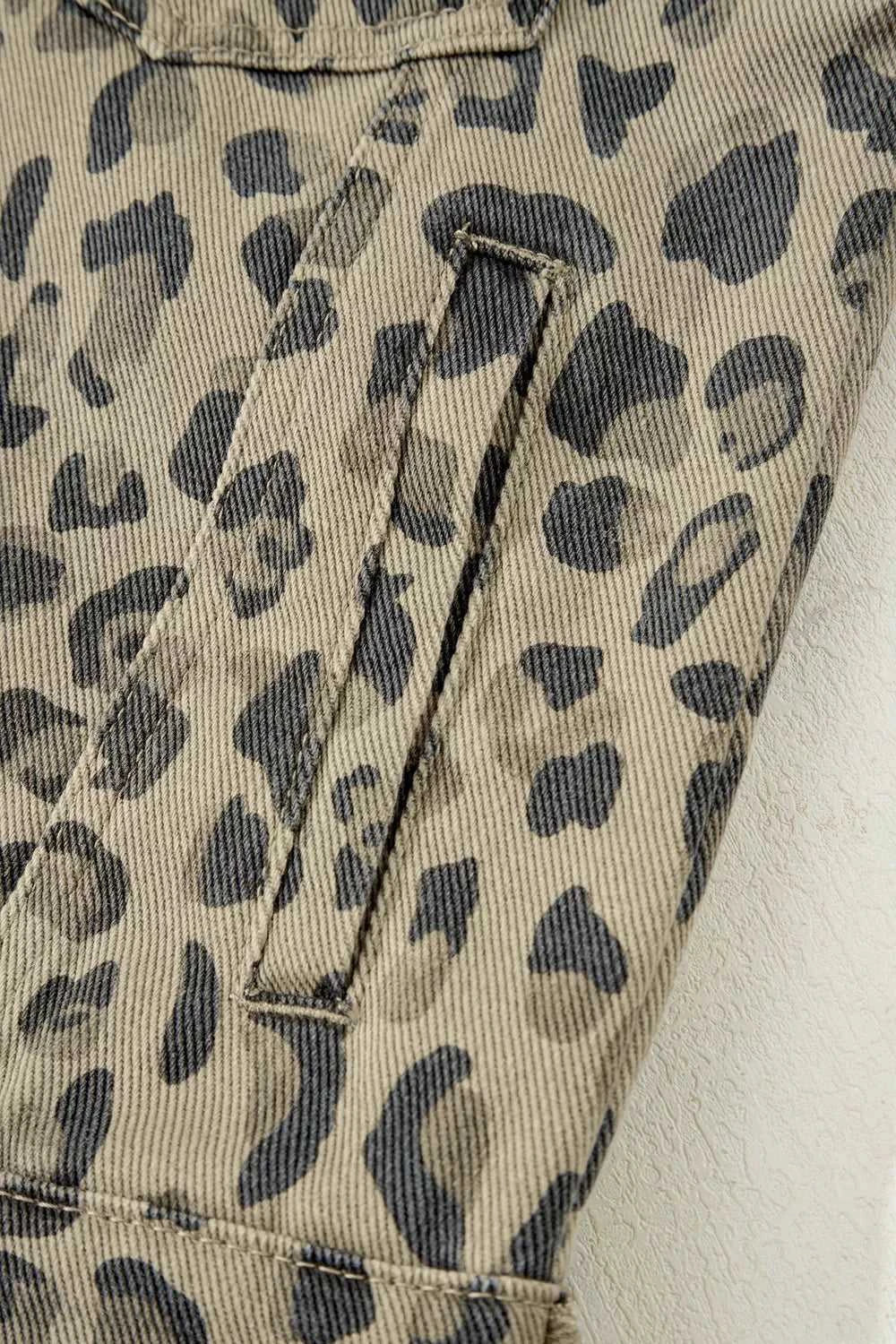 Leopard Print Seam Detail Button Down Denim Jacket 101003575830164 88 Affordable Fashion Under $100 Jerry's Apparel 