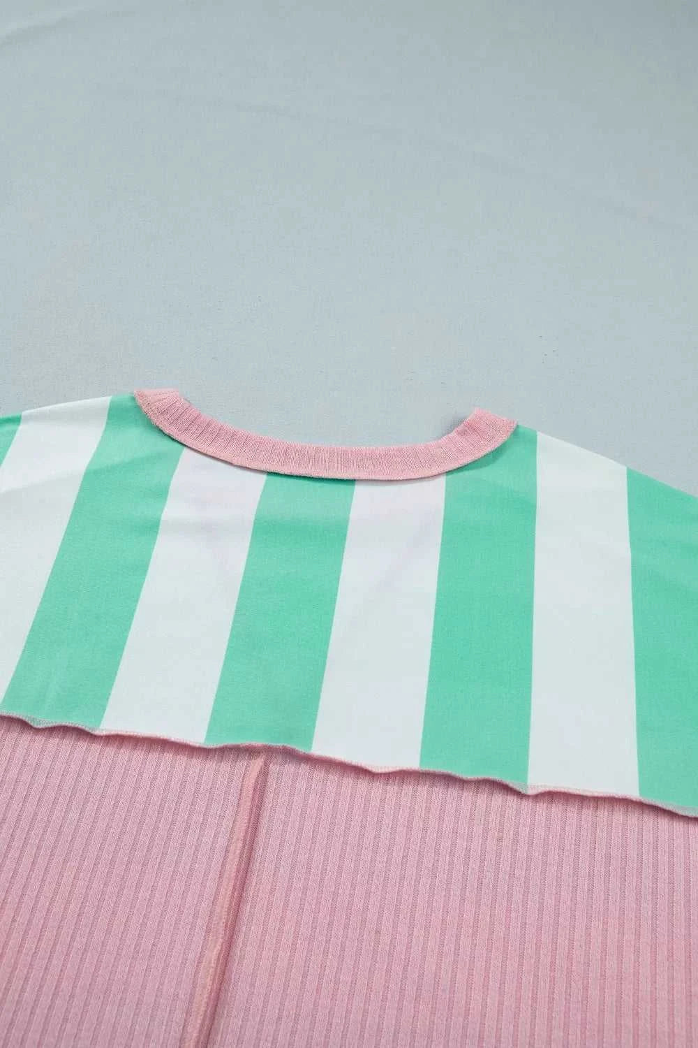 Stripe Exposed Seam Ribbed Patchwork Oversized Tee 100100861137572 24 Affordable Fashion Under $100 Jerry's Apparel 
