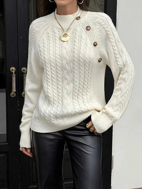 Mock Neck Cable-Knit Sweater 101002448539888 52 Affordable Fashion Under $100 Jerry's Apparel 