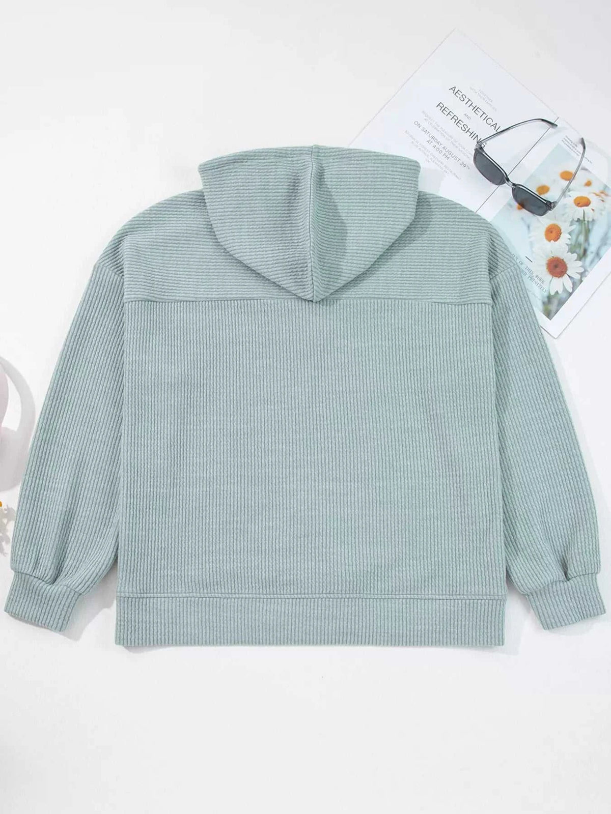 Ribbed Drop Shoulder Knit Hoodie 100100853787570 55 Affordable Fashion Under $100 Jerry's Apparel 