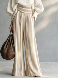 Full Size Mock Neck Top and Striped Wide-Leg Pants Set Plus Size 101001535665890 65 Gifts for Her Jerry's Apparel 